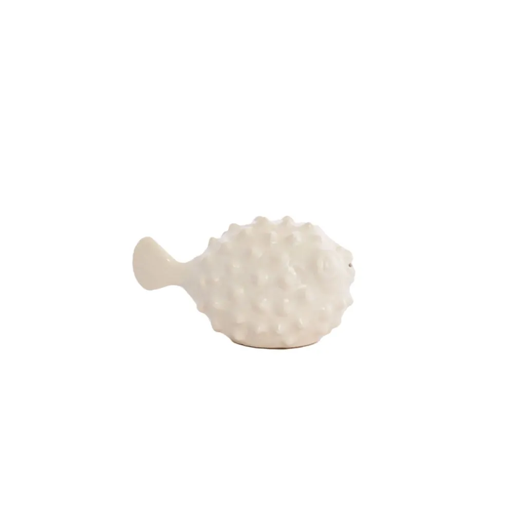 Ornament 20x11,5x11,5 cm FISH Keramiek Crème