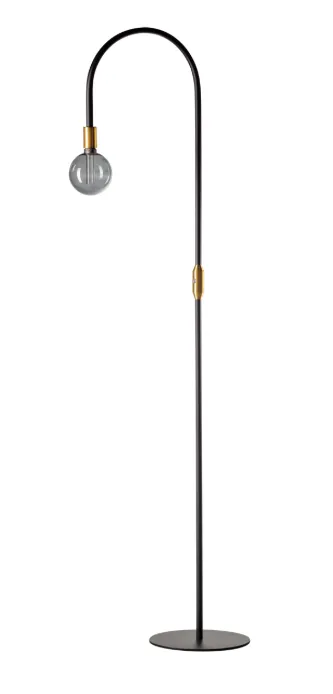 Pike vloerlamp 1x E27 zwart / messing aan/uit