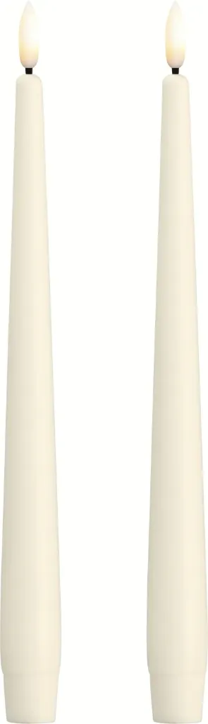 MM LED taper candle - Silk - Slim- Ivory - 2-pack - 23x250 mm