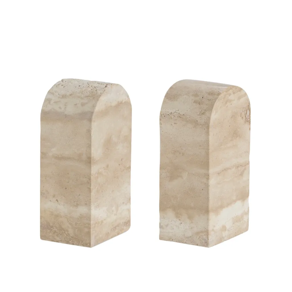 [AX24151] 2 Travertine Bookends - 7X5X14 CM