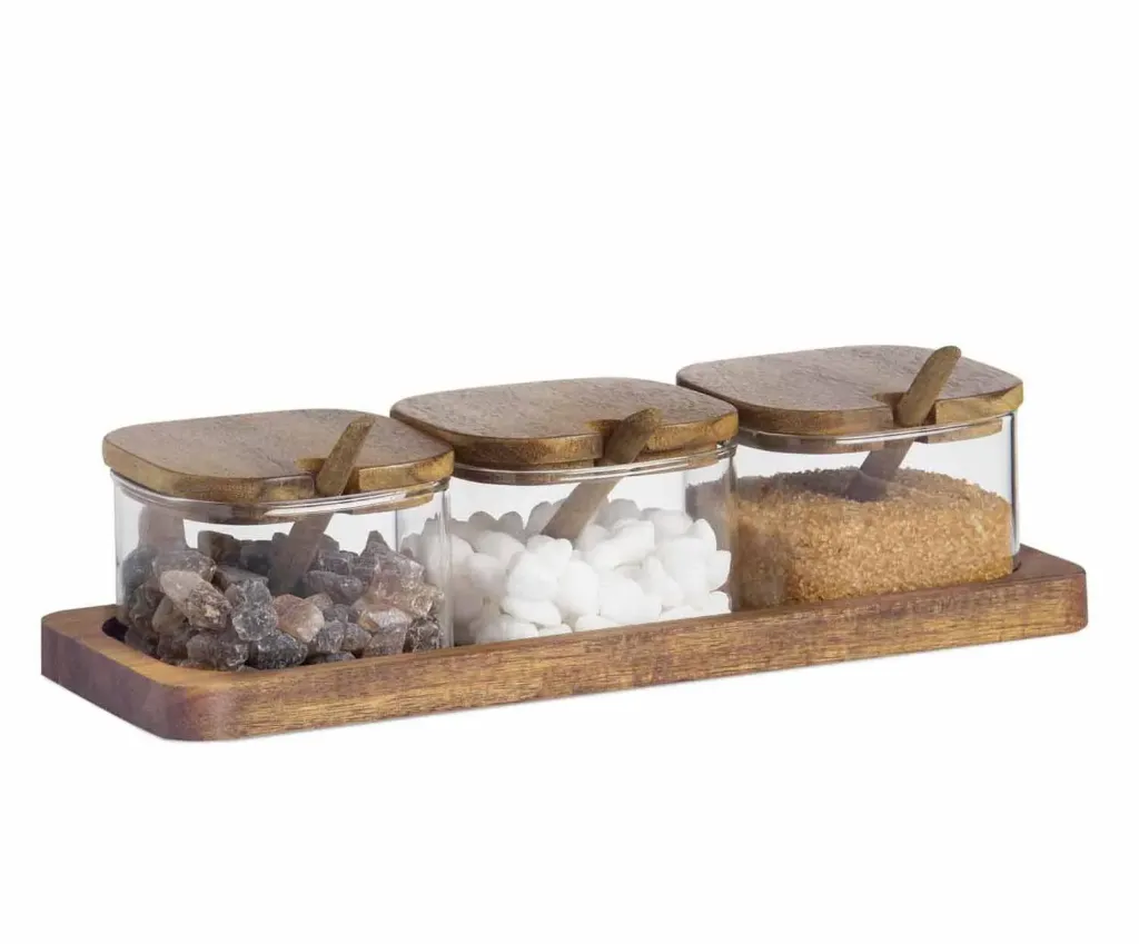 S/3 Glass Jars With Acacia Spoon