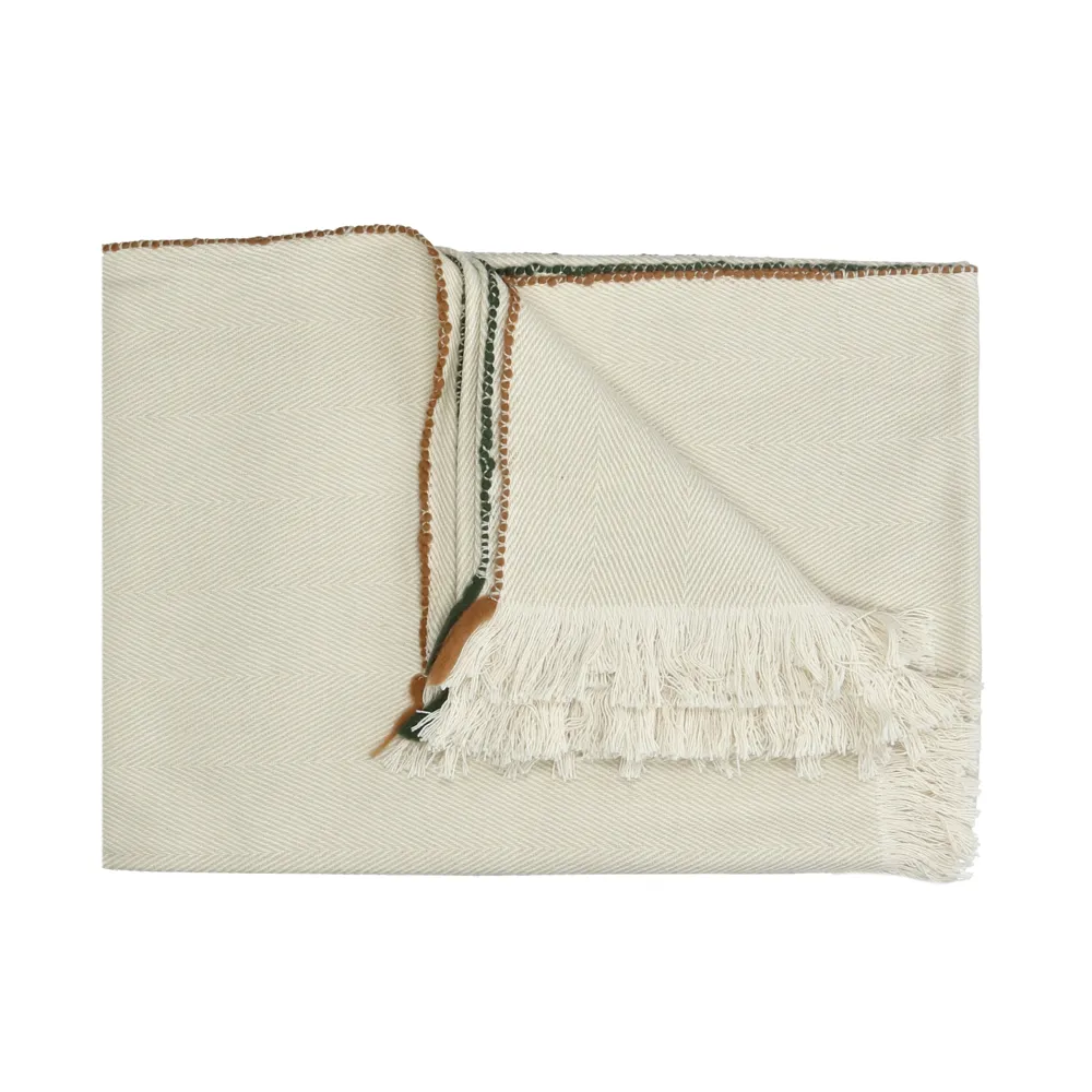 LAMA - plaid - lamswol / katoen - L 170 x W 130 cm - groen