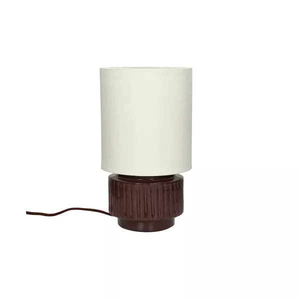 CORDOBA - tafellamp - terracotta / stof - DIA 18 x H 31 cm - donkerbruin