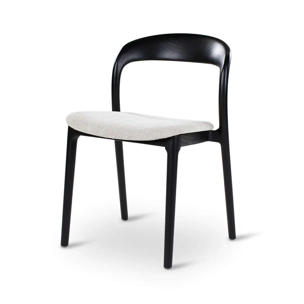 Mirano Stoel - Off White - Poten Zwart Hout