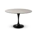 Tino Tafel - 120cm - Keramiek Travertin Light - Poten Metaal Zwart