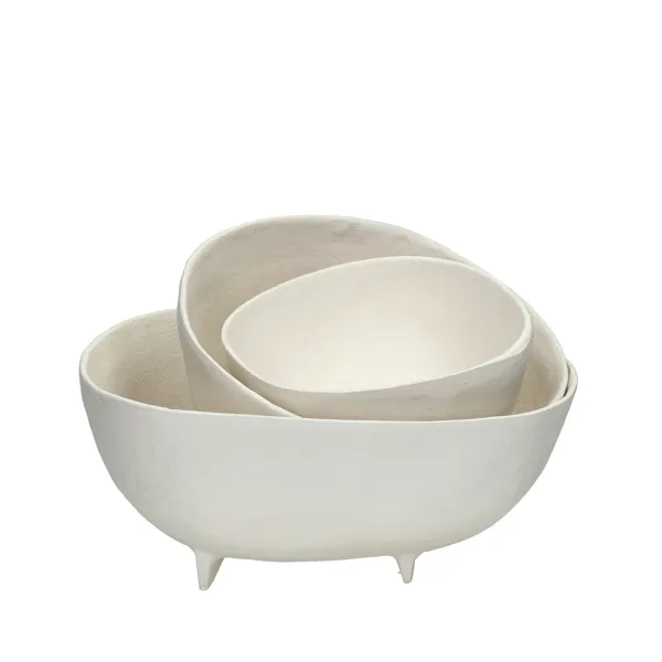 TRULLI - set/3 schalen - Aluminium - L 16/20/26 x W 15,5/21,5/27 x H 8/10/10 cm - Gebroken wit